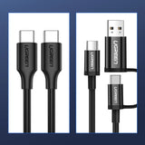 Grøn US286 USB-C - USB-C 3A 480Mb/s kabel 3m - sort