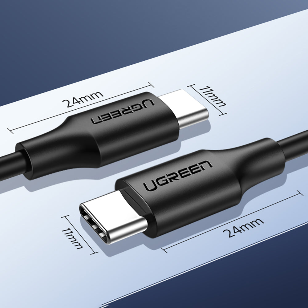 Grøn US286 USB-C - USB-C 3A 480Mb/s kabel 3m - sort