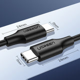 Grøn US286 USB-C - USB-C 3A 480Mb/s kabel 3m - sort