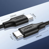 Grøn US286 USB-C - USB-C 3A 480Mb/s kabel 3m - sort
