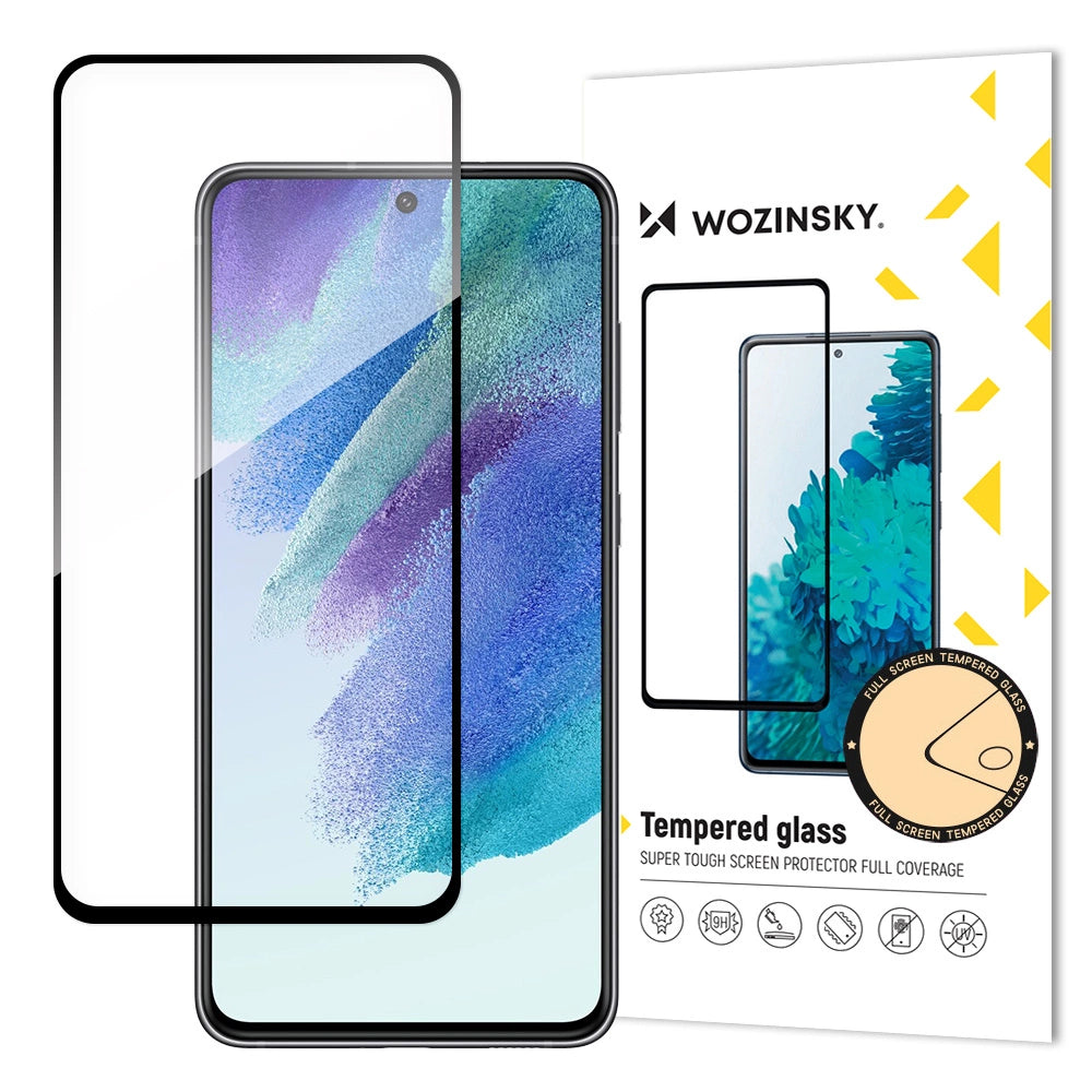 Wozinsky Temperet Glas Full Glue Super Tough Screen Protector Full Covered med Frame Case Friendly til Samsung Galaxy S21 FE sort
