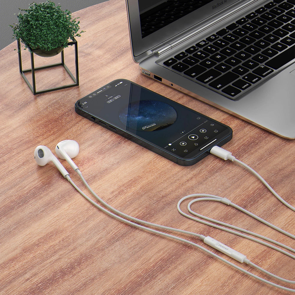 Dudao X14PROL-W1 in-ear hovedtelefoner med Lightning-kontakt hvide (X14PROL-W1)