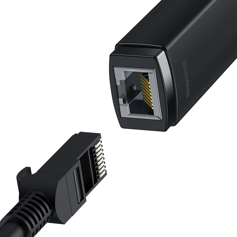 Baseus Lite Series external network card USB Type C - RJ-45 1Gbps (1000Mbps) black (WKQX000301)
