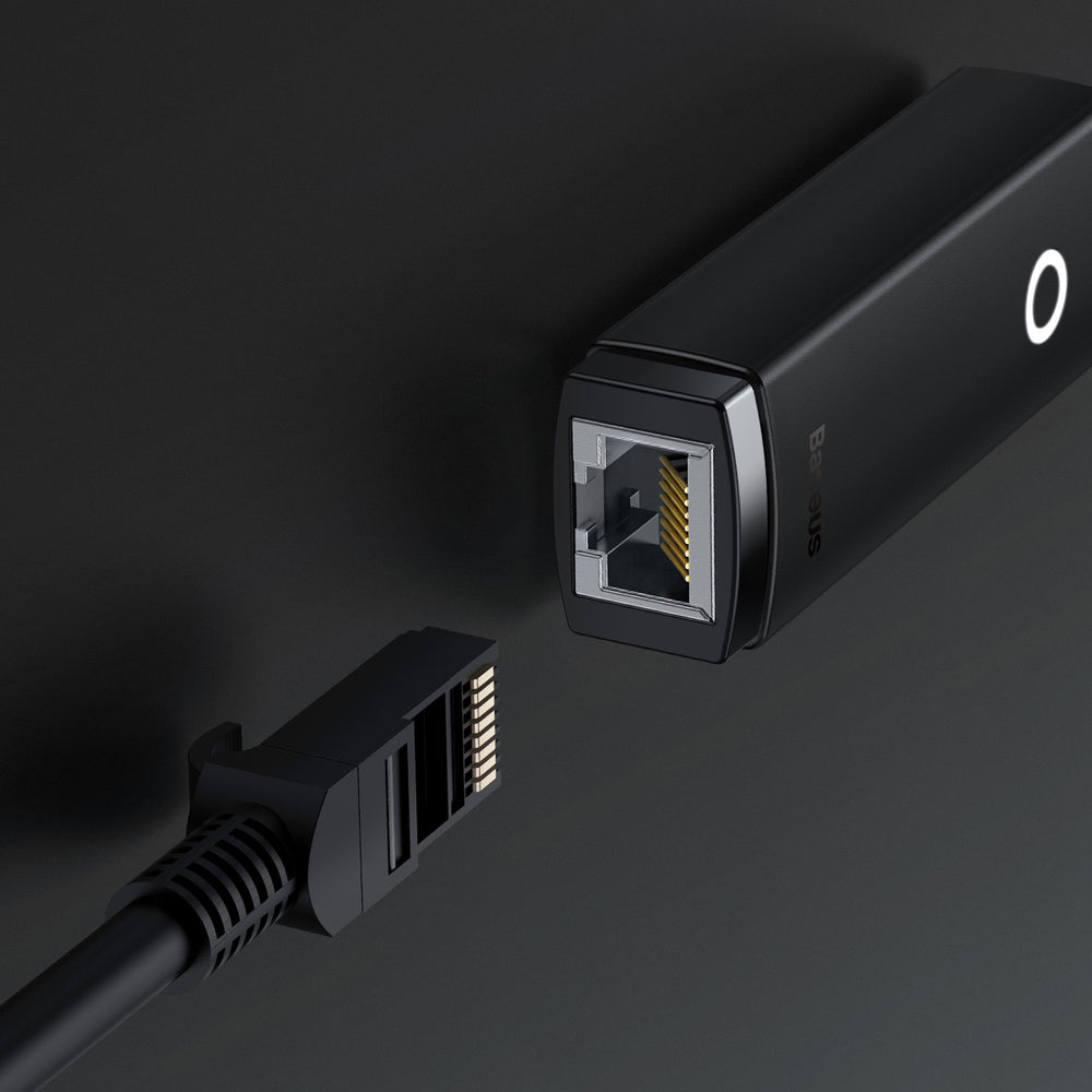 Baseus Lite Series external network card USB Type C - RJ-45 1Gbps (1000Mbps) black (WKQX000301)