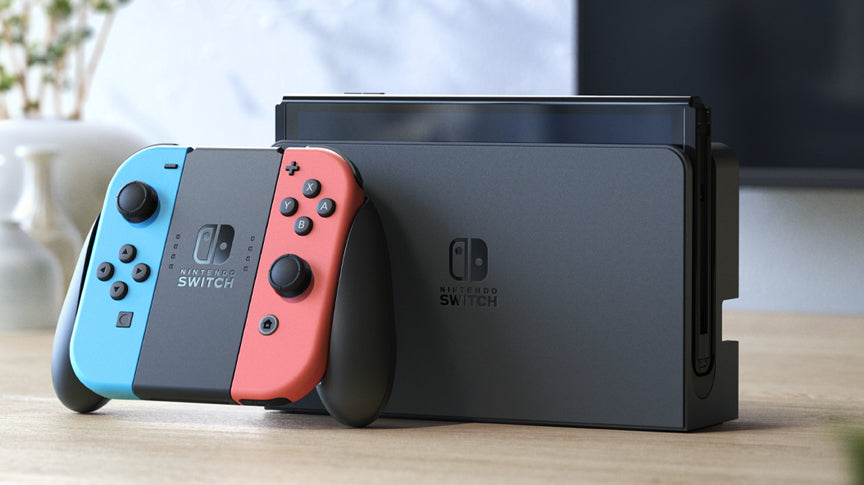 Nintendo Switch OLED bærbar spilkonsol 17,8 cm (7") 64 GB Berøringsskærm Wi-Fi Blå, Rød