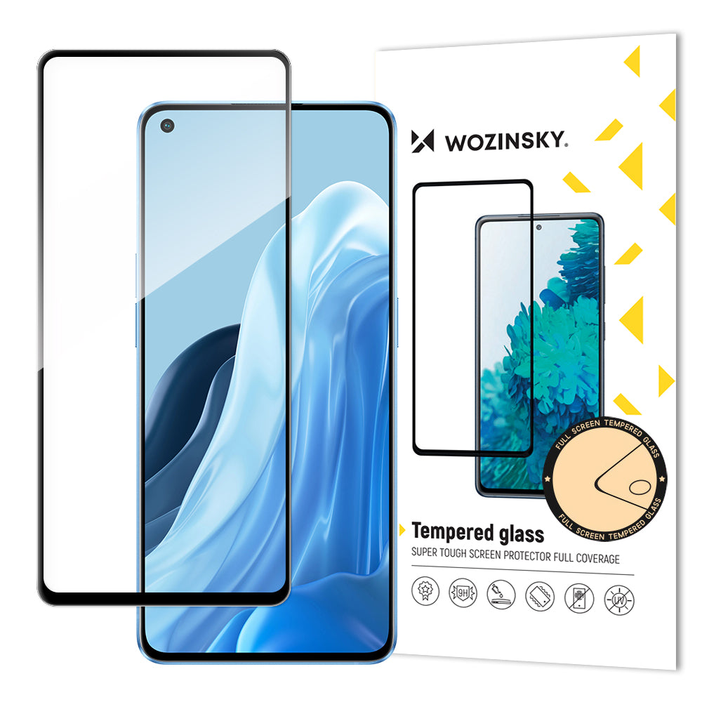 Wozinsky tempereret glas fuld lim Super Tough skærmbeskytter Full Covered med Frame Case Friendly for Oppo Reno7 Pro 5G sort