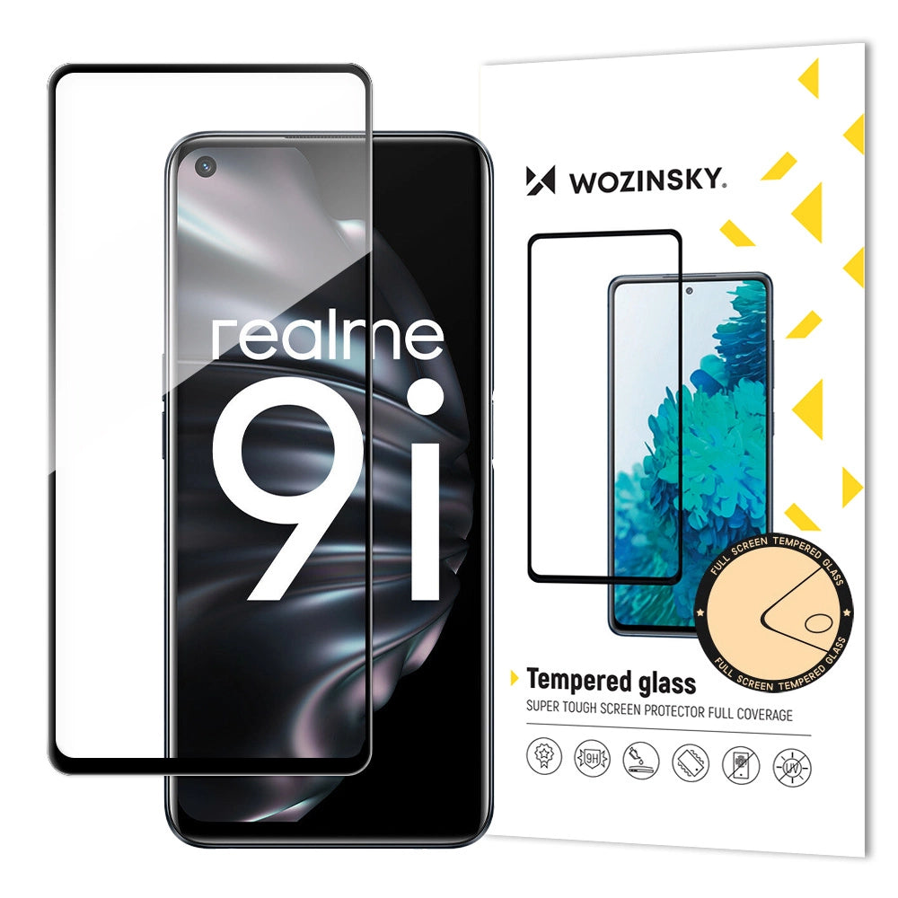 Wozinsky tempereret glas fuld lim Super Tough skærmbeskytter Full Covered med Frame Case Friendly for Oppo A76 / Oppo A36 / Realme 9i sort