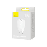 Baseus Compact oplader 2x USB 10,5W hvid (CCXJ010202)