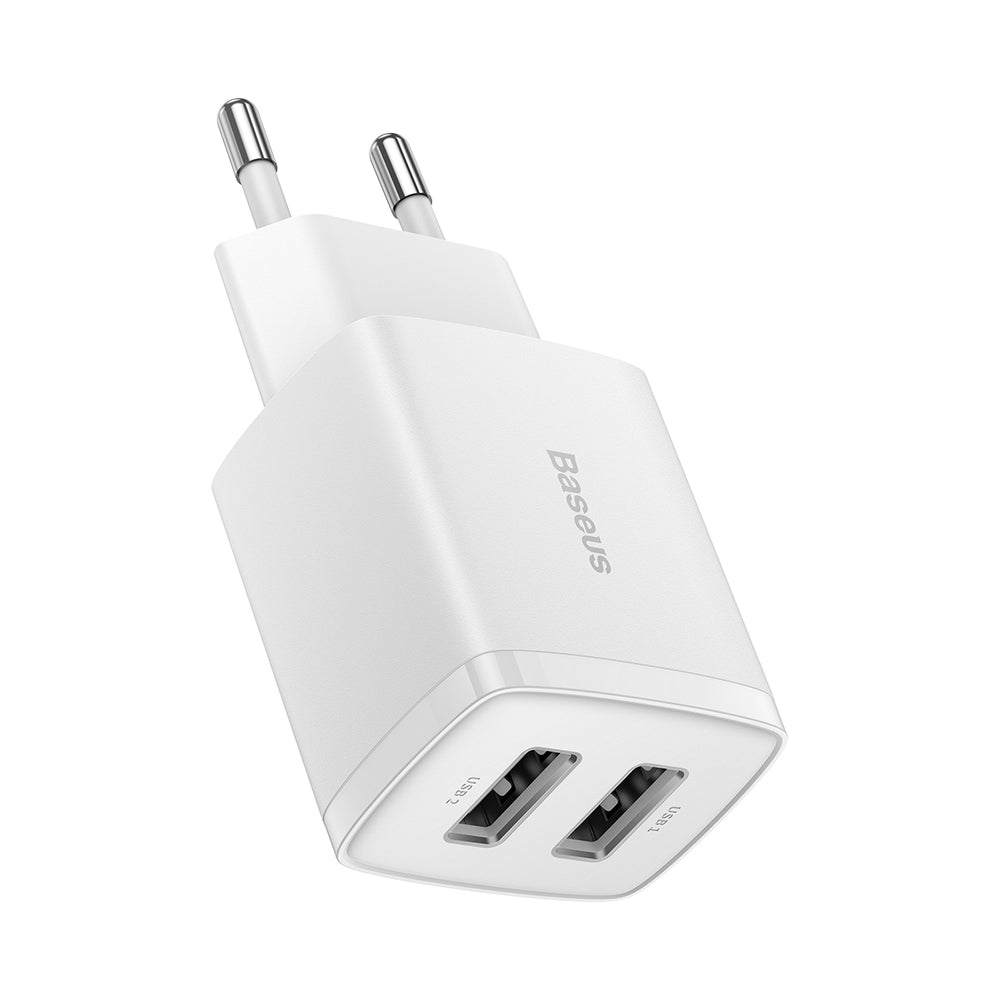 Baseus Compact oplader 2x USB 10,5W hvid (CCXJ010202)