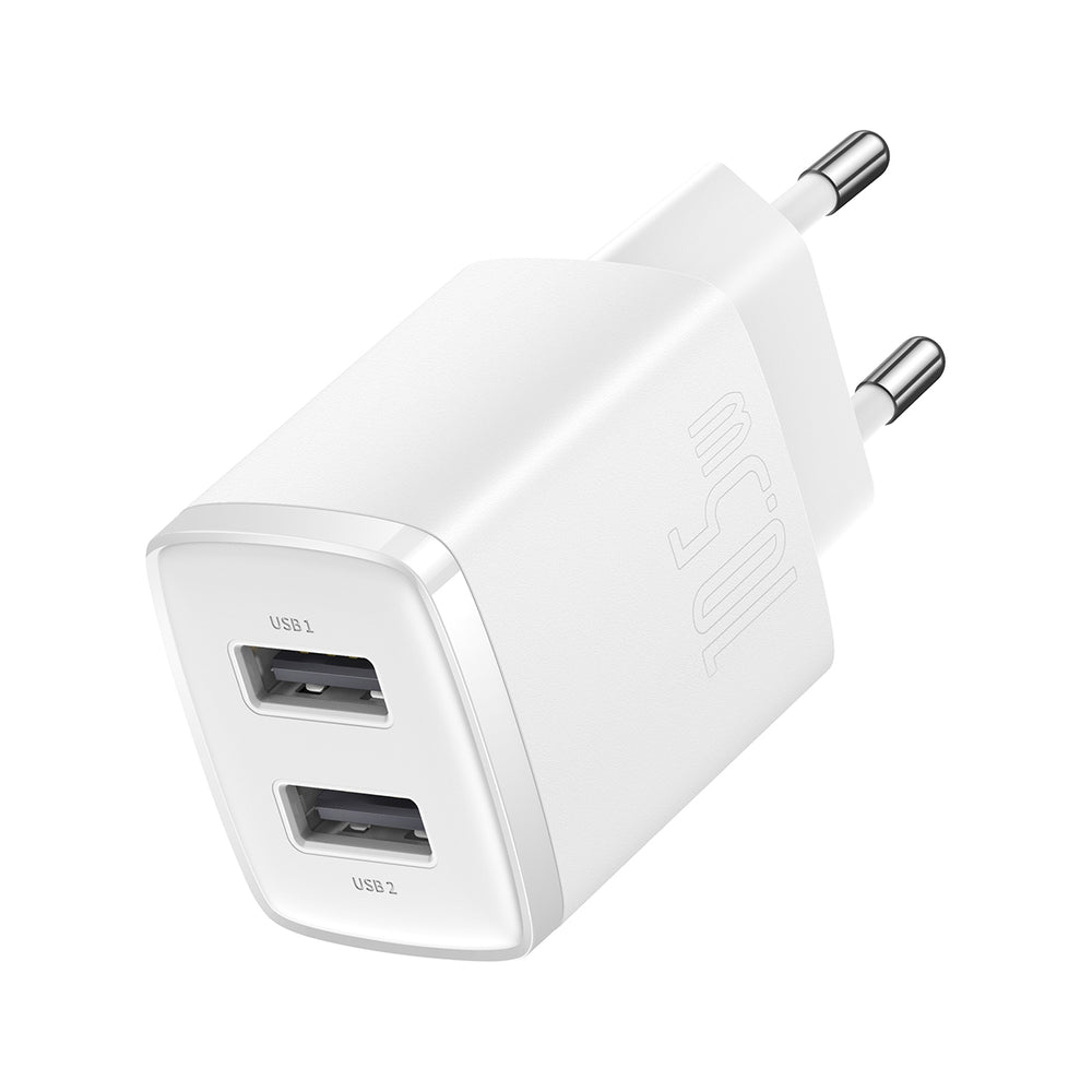 Baseus Compact oplader 2x USB 10,5W hvid (CCXJ010202)