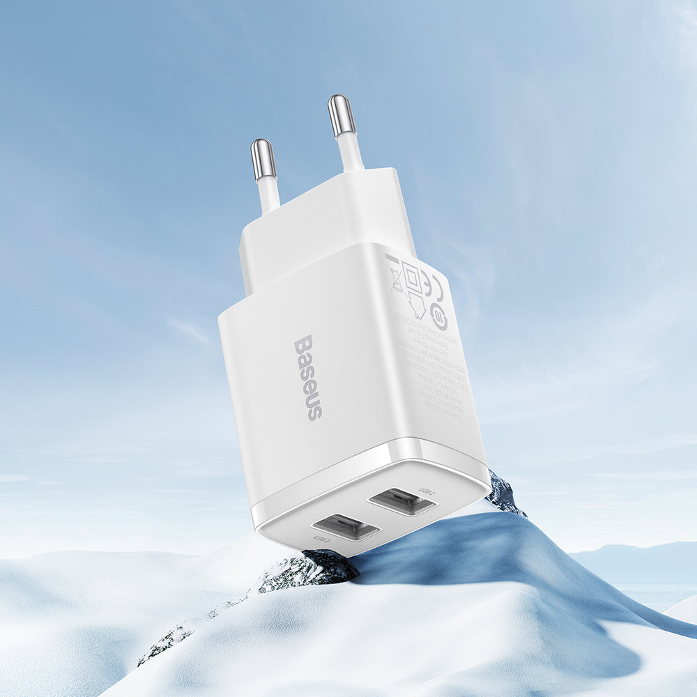Baseus Compact oplader 2x USB 10,5W hvid (CCXJ010202)