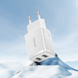 Baseus Compact oplader 2x USB 10,5W hvid (CCXJ010202)