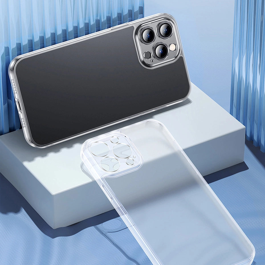 Baseus Frosted Glass Case Cover til iPhone 13 Pro Hard Cover med Gel Frame Transparent (ARWS000702)