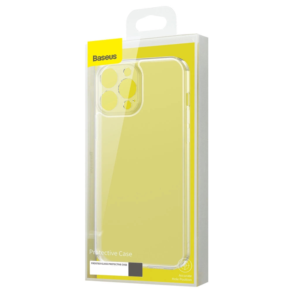 Baseus Frosted Glass Case Cover til iPhone 13 Pro Hard Cover med Gel Frame Transparent (ARWS000702)