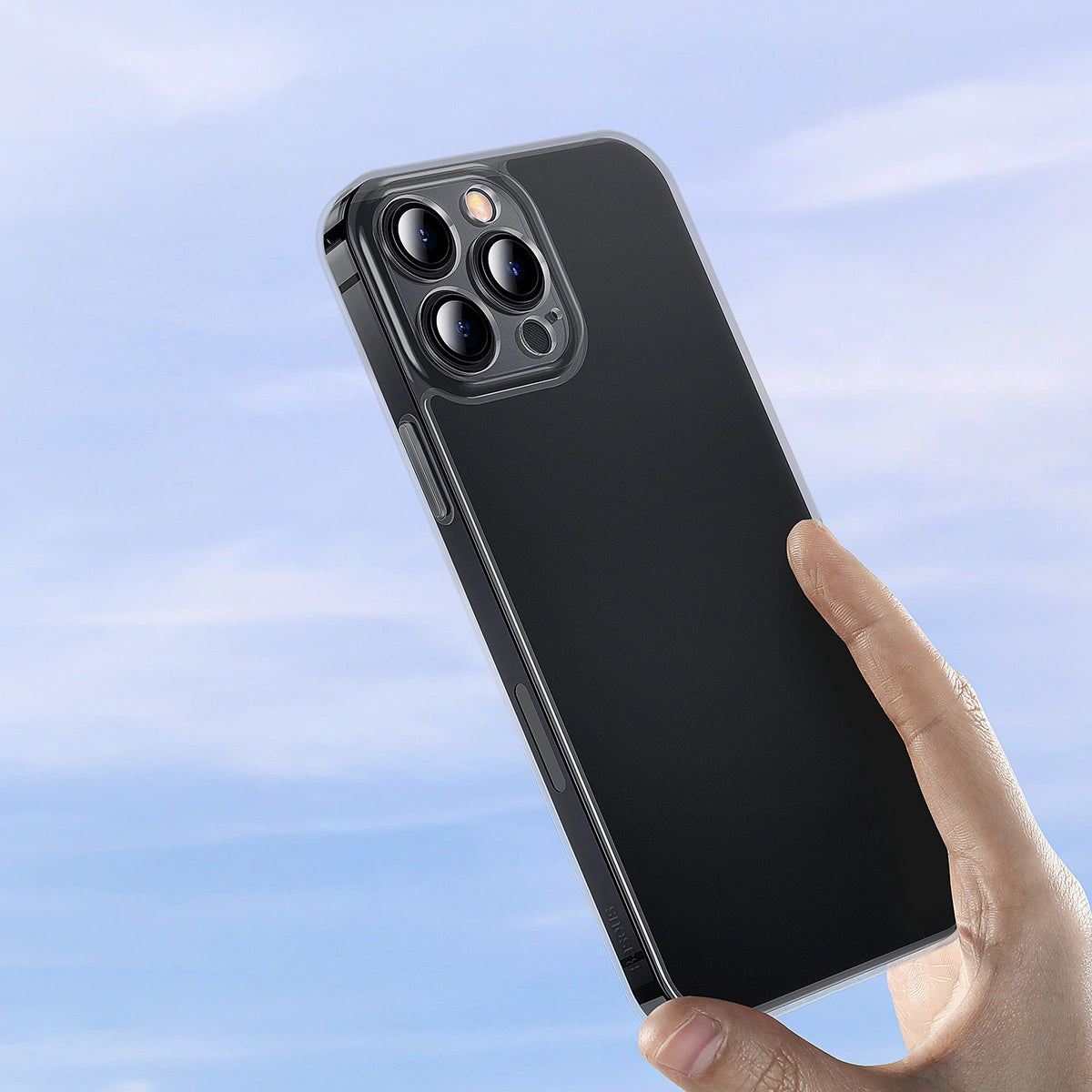 Baseus Frosted Glass Case Cover til iPhone 13 Pro Max Hard Cover med Gel Frame sort (ARWS001101)
