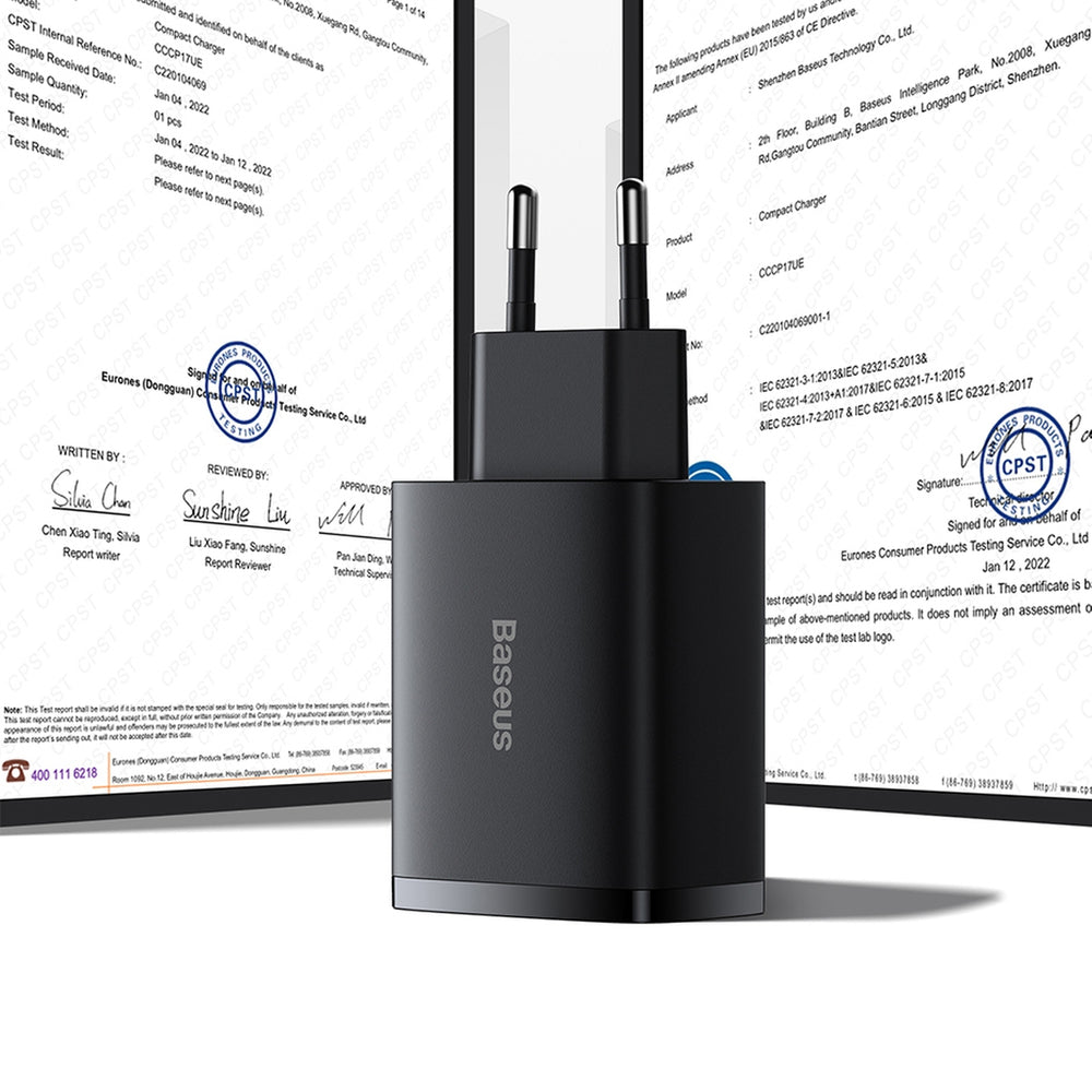 Baseus Compact oplader 3x USB 17W sort (CCXJ020101)
