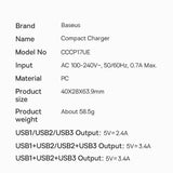 Baseus Compact oplader 3x USB 17W sort (CCXJ020101)