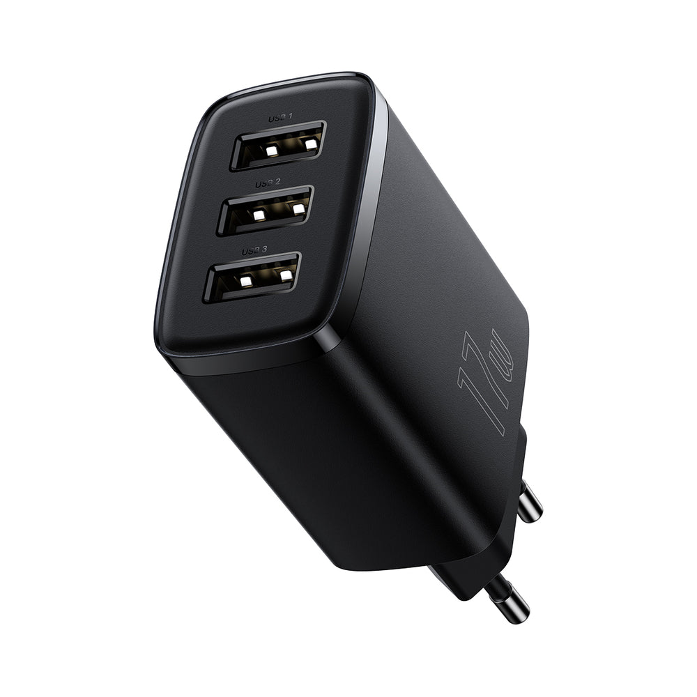Baseus Compact oplader 3x USB 17W sort (CCXJ020101)
