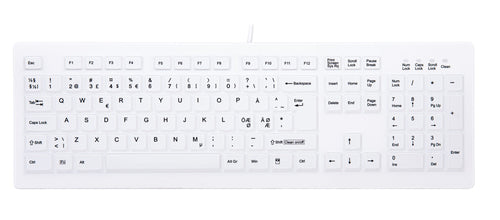 CHERRY AK-C8100F-U1-W/NOR tastatur Medicinsk USB QWERTY Norsk Hvid