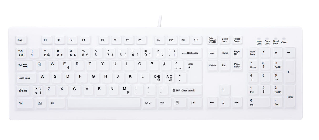 CHERRY AK-C8100F-U1-W/NOR tastatur Medicinsk USB QWERTY Norsk Hvid