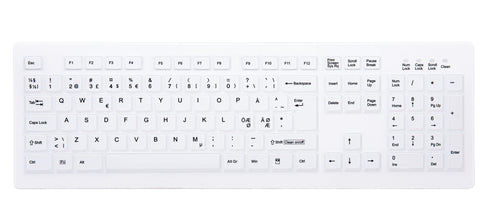 CHERRY AK-C8100F-FUS-W/NOR tastatur Medicinsk RF trådløst QWERTY Norsk Hvid