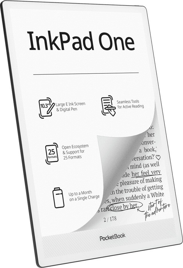 PocketBook InkPad One 1030 10.3  E-ink Mobius 32GB Wi-Fi E-reader - Matte Black
