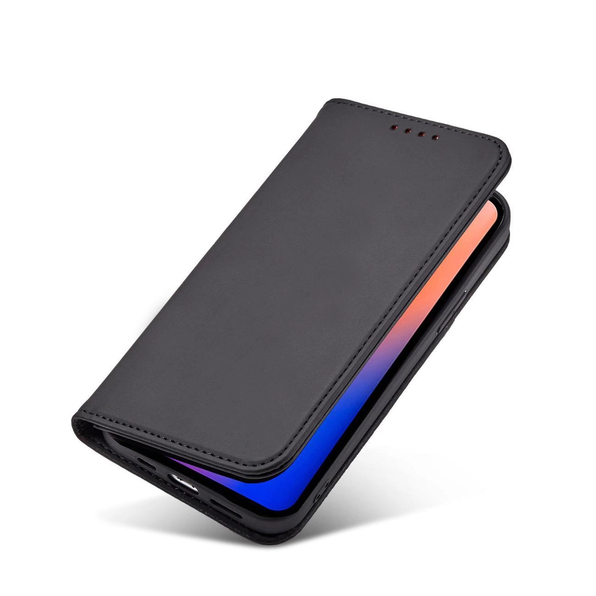 Magnet Card Case for iPhone 12 cover kort tegnebog kort stativ sort