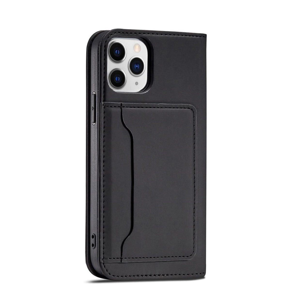 Magnet Card Case for iPhone 12 cover kort tegnebog kort stativ sort