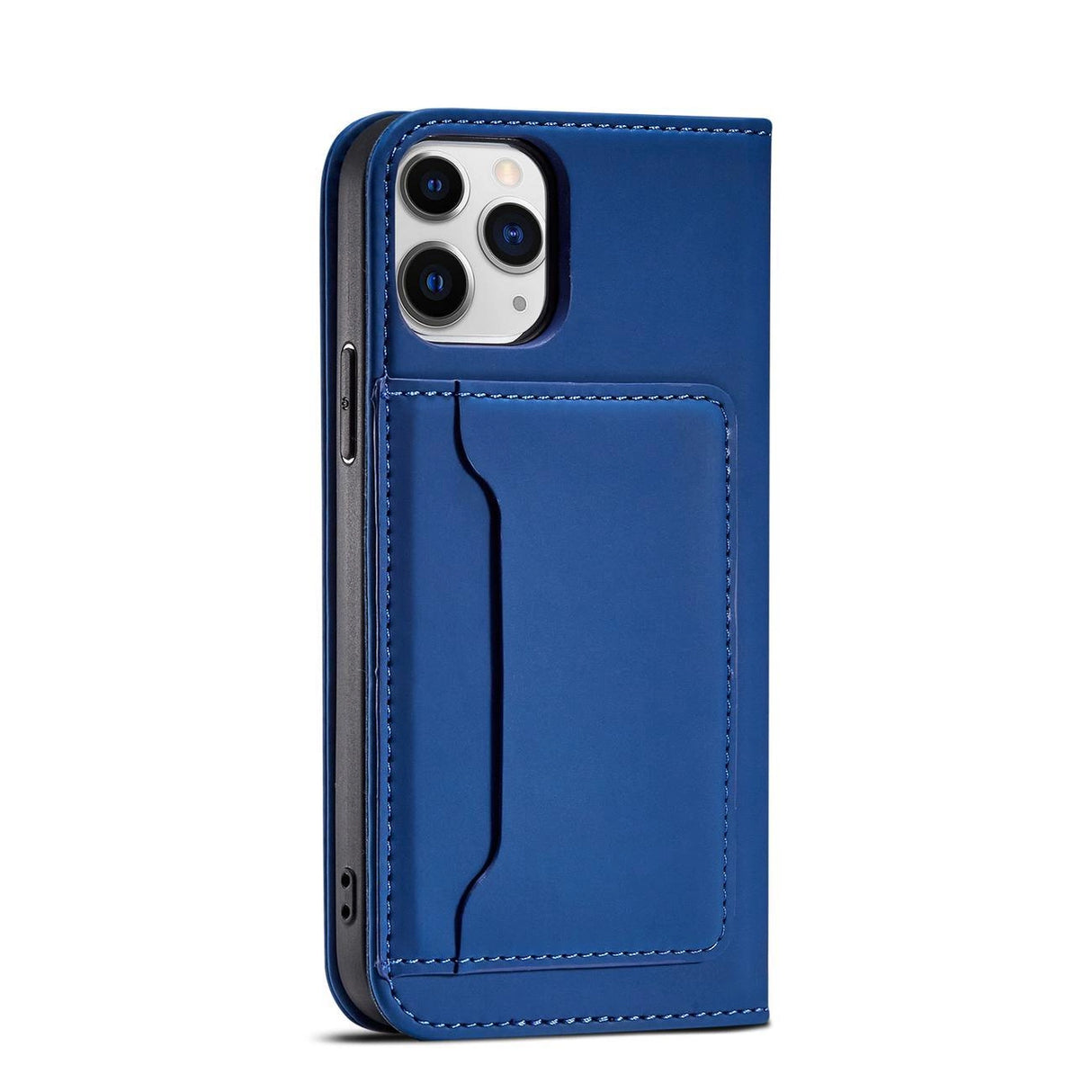Magnet Card Case for iPhone 12 cover kort tegnebog kort stativ blå