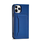 Magnetkortkasse til iPhone 12 Pro cover kort tegnebog kort stativ blå