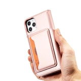Magnetkortkasse til iPhone 12 Pro lommekort tegnebog kortstativ Pink