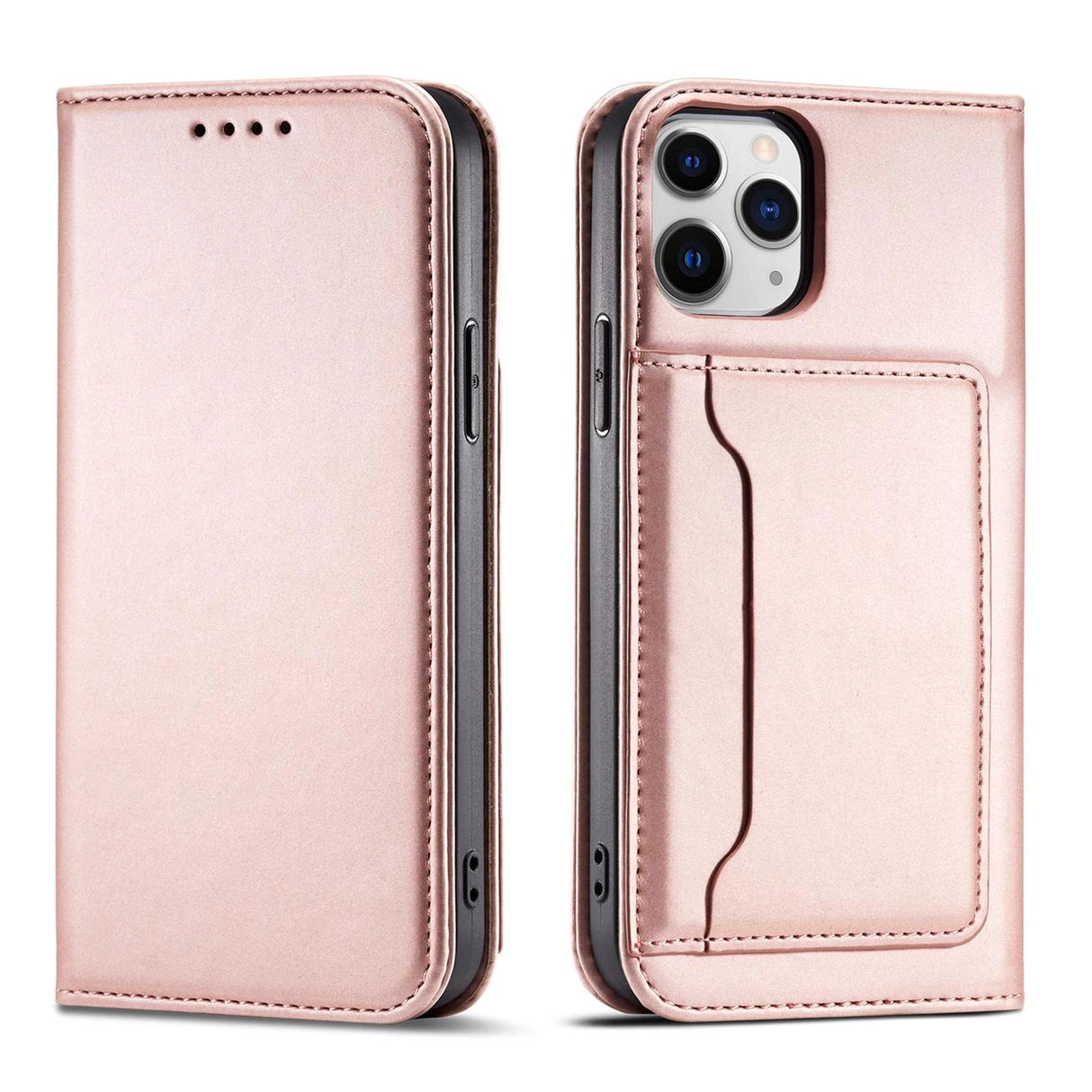 Magnetkortkasse til iPhone 12 Pro Max lommekort tegnebog kortholder Pink