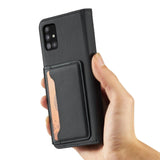 Magnetkort Hylde Hylde til Samsung Galaxy A12 5G lommepung lommebog kortholder sort