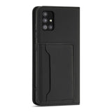 Magnetkort Hylde Hylde til Samsung Galaxy A12 5G lommepung lommebog kortholder sort