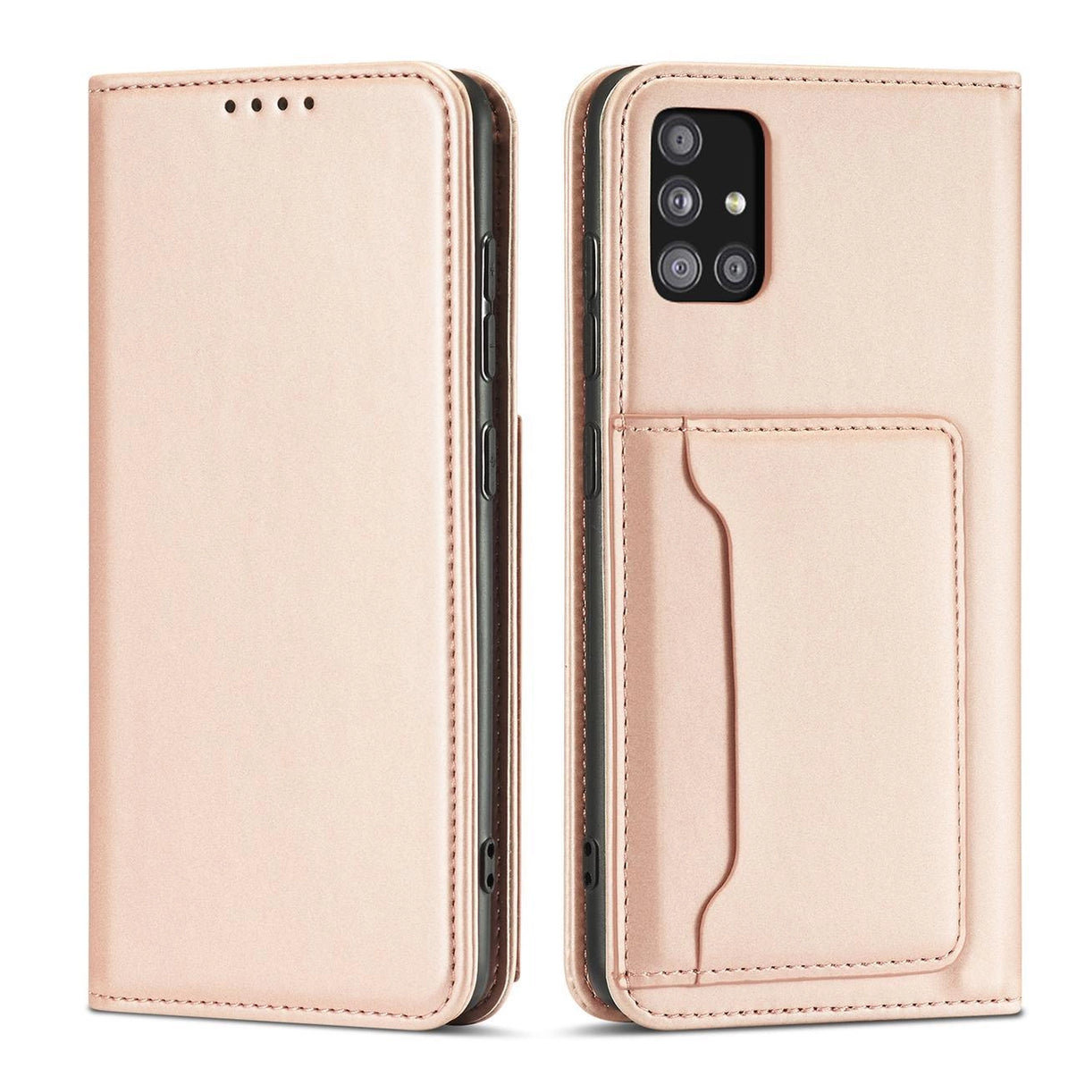 Magnetkort Hylde Hylde til Samsung Galaxy A12 5G lommepung tegnebog Kortholder Pink