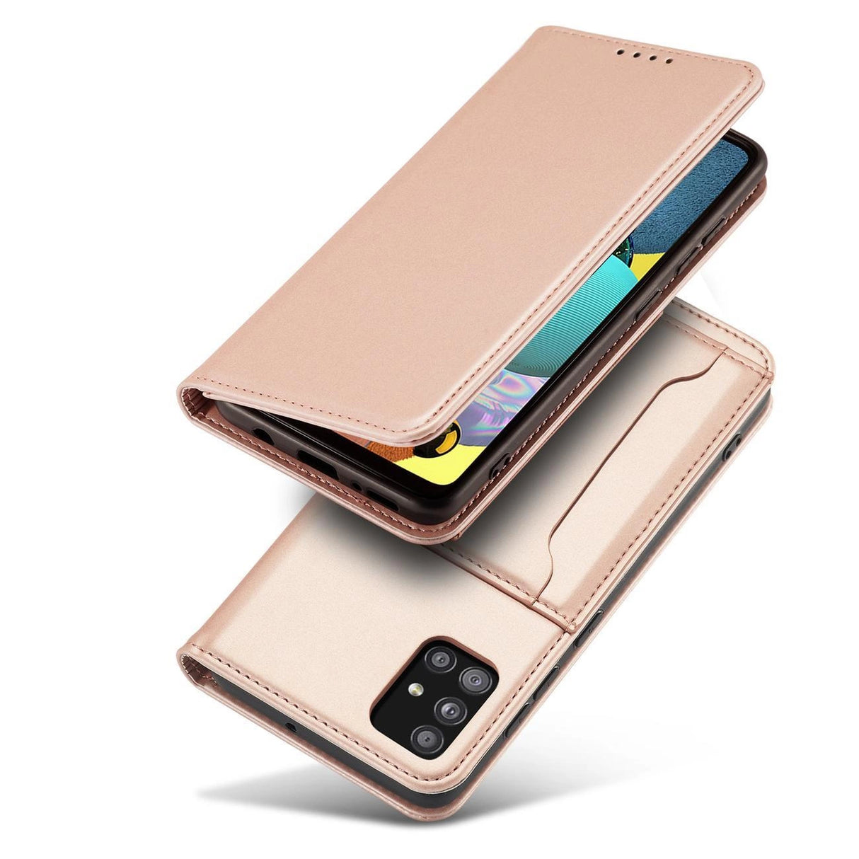 Magnetkort Hylde Hylde til Samsung Galaxy A12 5G lommepung tegnebog Kortholder Pink