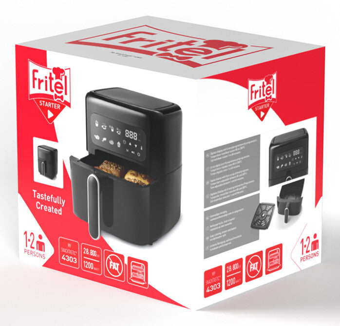 Fritel SnackTastic 4303 Enkelt 2,8 L Enkeltstående 1200 W Varmluftsteger Sort