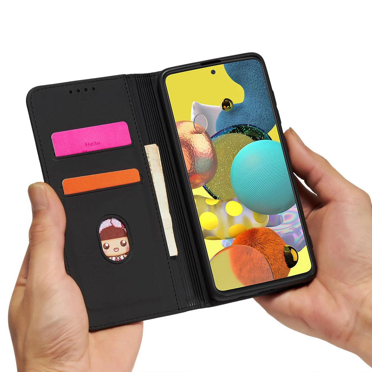 Magnetkort Hylde Hylde til Xiaomi Redmi Note 11 Pro Pouch Wallet Kortholder Sort
