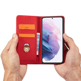 Magnetkortkasse til Samsung Galaxy S22 + (S22 Plus) lommepung kortholder rød