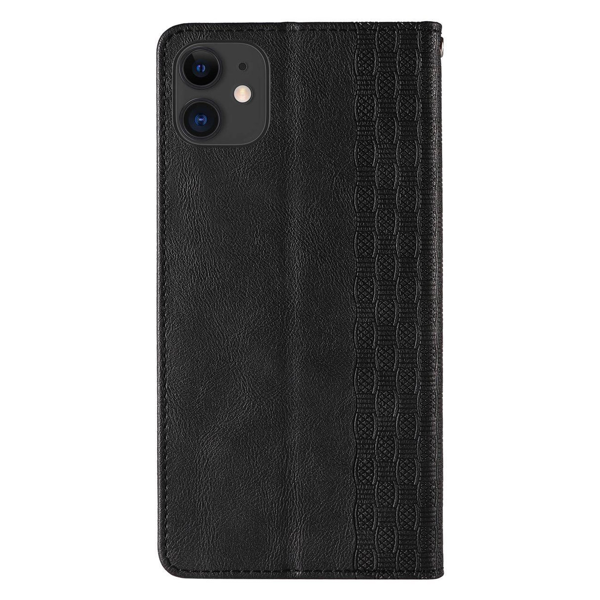 Magnet Strap Case for iPhone 12 Pouch Wallet + Mini Lanyard Pendant Svart