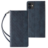 Magnet Strap Case for iPhone 12 Pouch Wallet + Mini Lanyard Pendant Blå