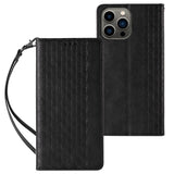 Magnet Strap Case for iPhone 12 Pro Pouch Wallet + Mini Lanyard Pendant Svart