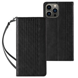 Magnet Strap Case til iPhone 12 Pro lommepung + Mini Lanyard Pendant sort