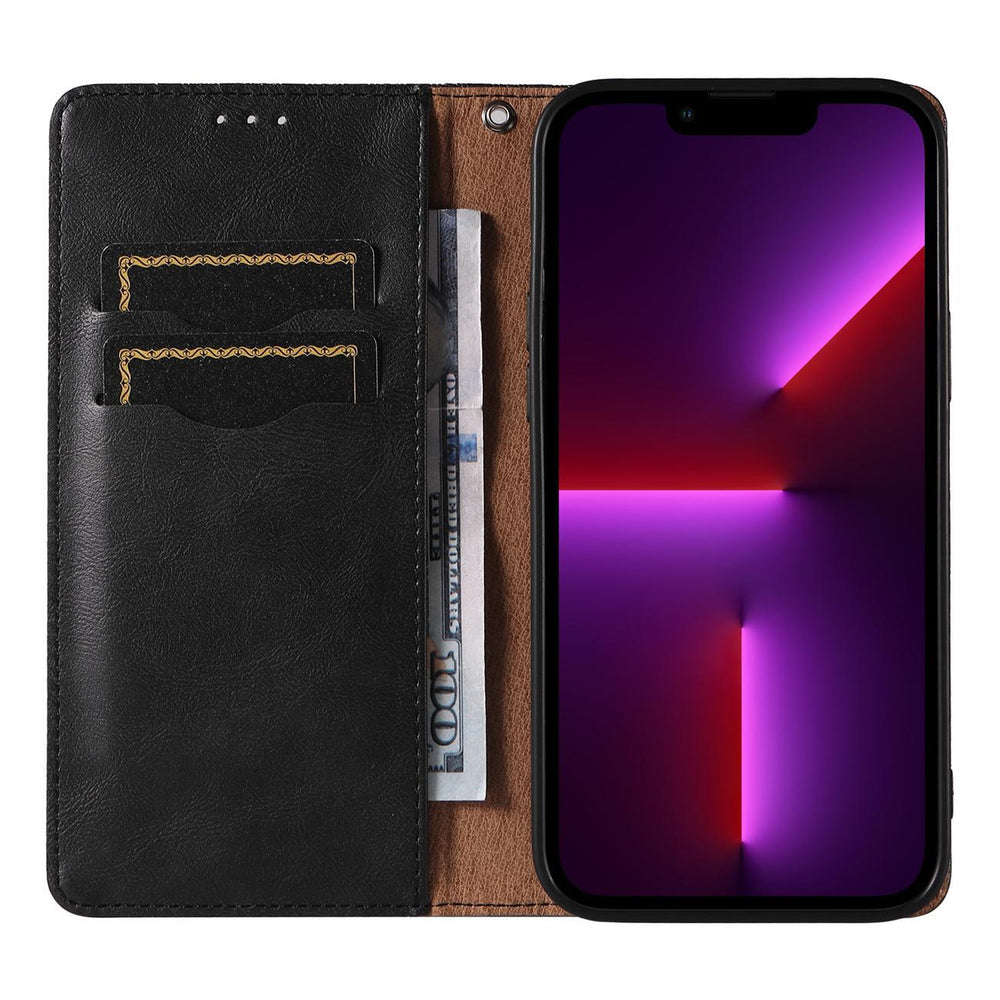 Magnet Strap Case for iPhone 12 Pro Pouch Wallet + Mini Lanyard Pendant Svart