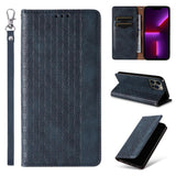 Magnet Strap Case for iPhone 12 Pro lommepung + Mini Lanyard Pendant Blå