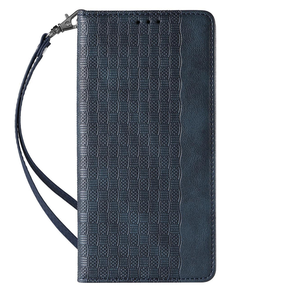 Magnet Strap Case for iPhone 12 Pro lommepung + Mini Lanyard Pendant Blå