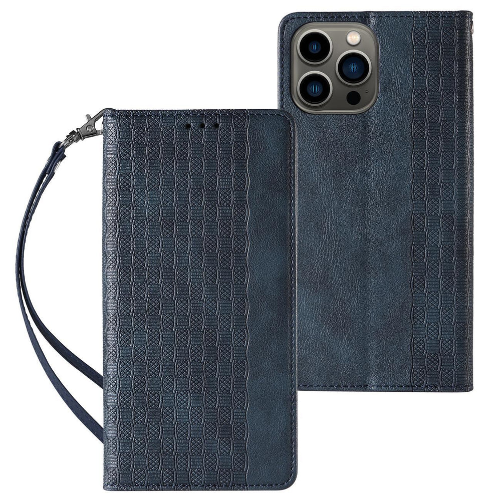 Magnet Strap Case for iPhone 12 Pro Max Pouch Wallet + Mini Lanyard Pendant Blå
