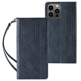 Magnet Strap Case til iPhone 12 Pro Max Pouch Wallet + Mini Lanyard Pendant Blå