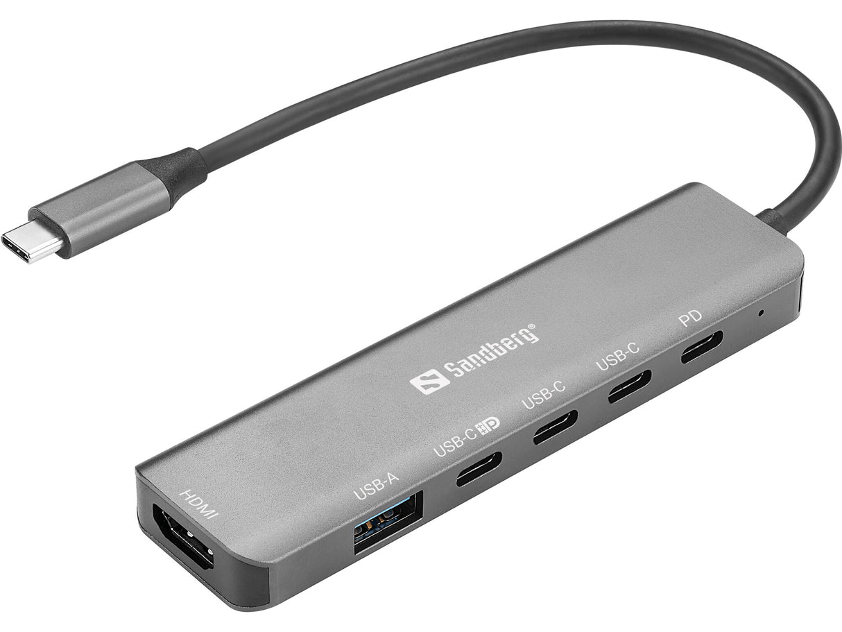 Sandberg 136-77 dockingstation Ledningsført USB 3.2 Gen 1 (3.1 Gen 1) Type-C Grå