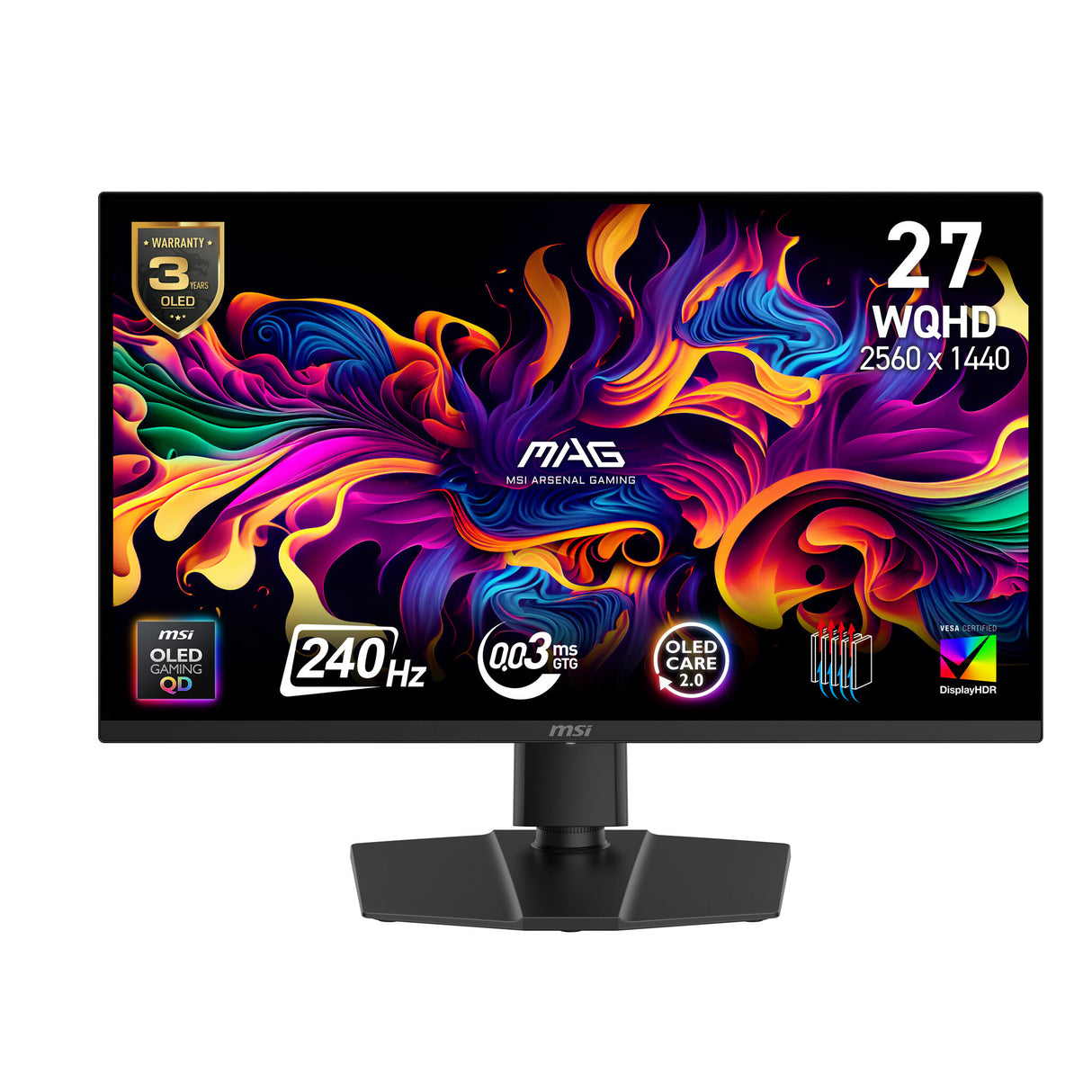 MSI MAG 271QP QD-OLED X24 computerskærm 67,3 cm (26.5") 2560 x 1440 pixel Wide Quad HD Sort